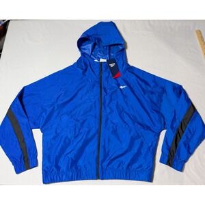 REEBOK Women XS Humble Blue Zip Hooded Windbreaker Jacket NEW
